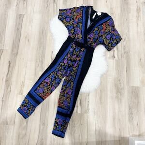 Anthropologie Ett:twa Scarf Print Multicolor Jumpsuit Size 2